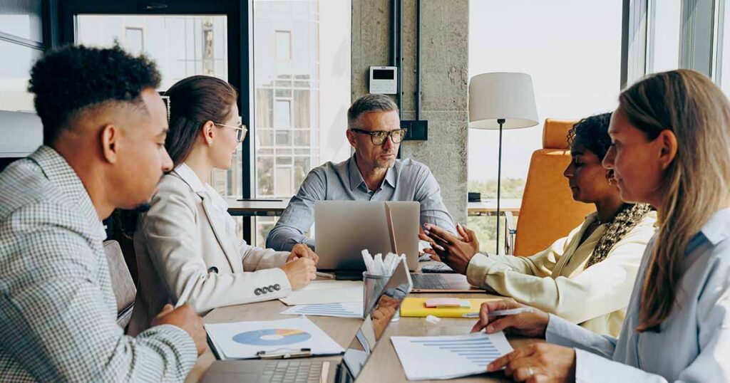 collaborating at a conference table